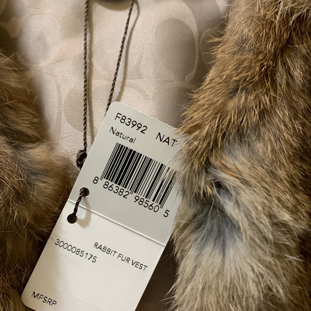NWT -Coach Rabbit Fur Vest - Natural color